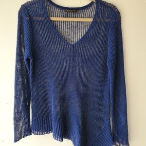Eileen Fisher Linen Blend Mesh Pullover Cover-Up Blue